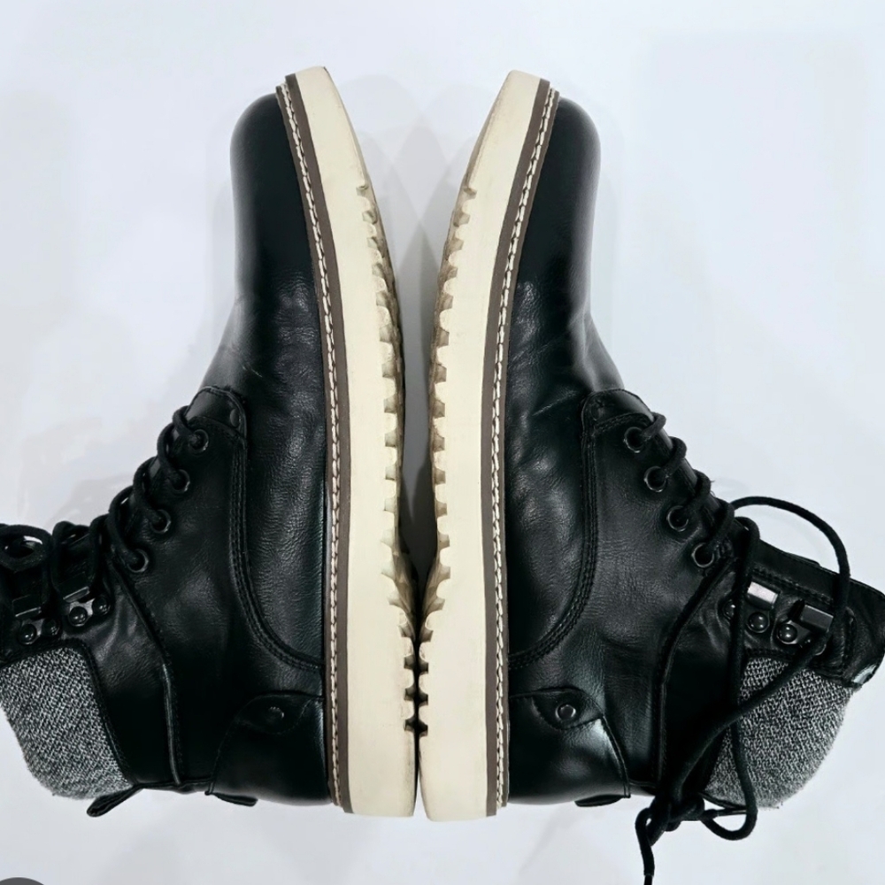 MADDEN By Steve Madden Mens Leather LaceUp Zipper Black Ankle Chukka Boots Sz 13